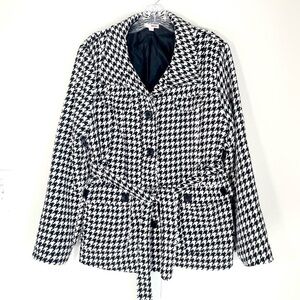 Bongo Black & White Houndstooth Belted Jacket – Size XL JUNIORS